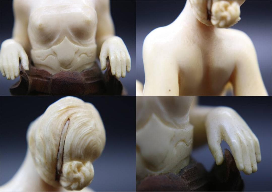 作家もの オブジェ アールヌーボー 裸婦像 木彫 彫刻 置物