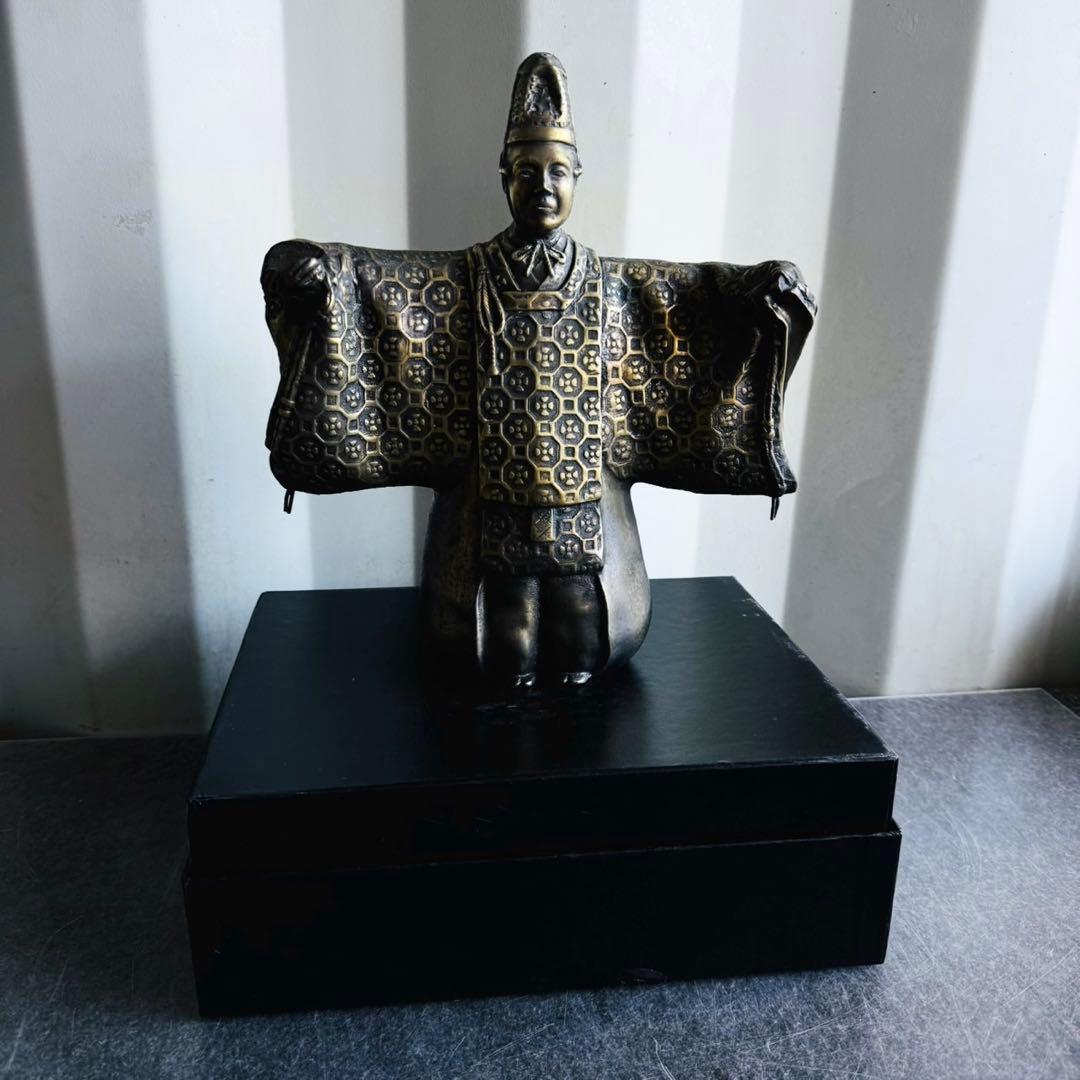 美品！扇の像 骨董品 置物 アンティーク 銅 扇 翁 銅物