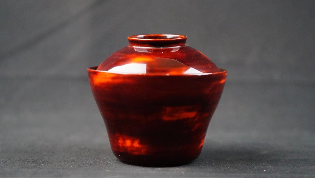 大正初期　能登輪島塗　溜塗小吸物椀　20客　共箱