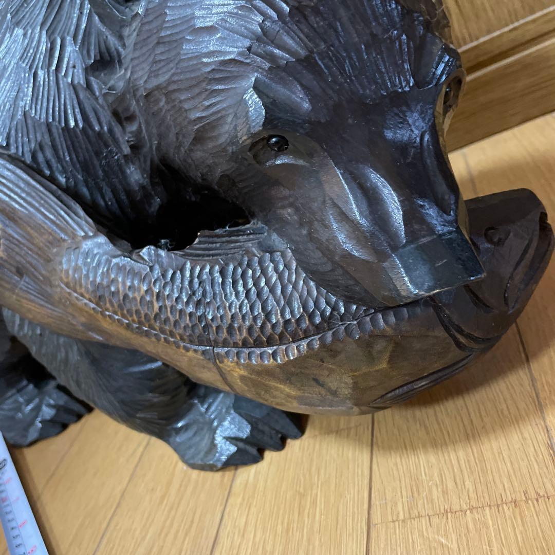 【中古品】熊の木彫り　工芸品民芸品　アンティーク昭和48年1973年贈呈品