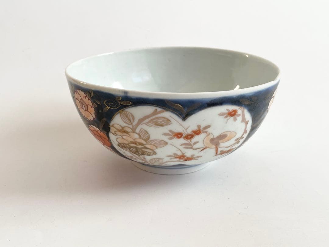 骨董　アンティーク　古伊万里　色絵　窓絵　小鳥文様　丼　鉢　深皿