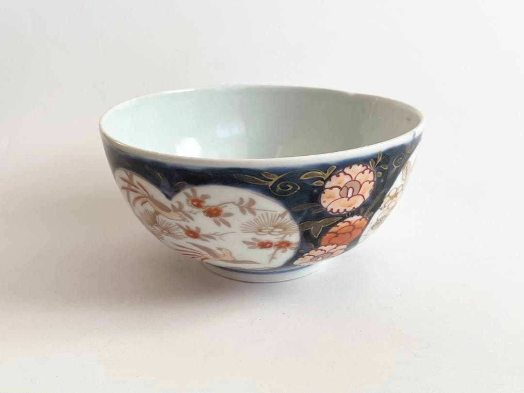 骨董　アンティーク　古伊万里　色絵　窓絵　小鳥文様　丼　鉢　深皿