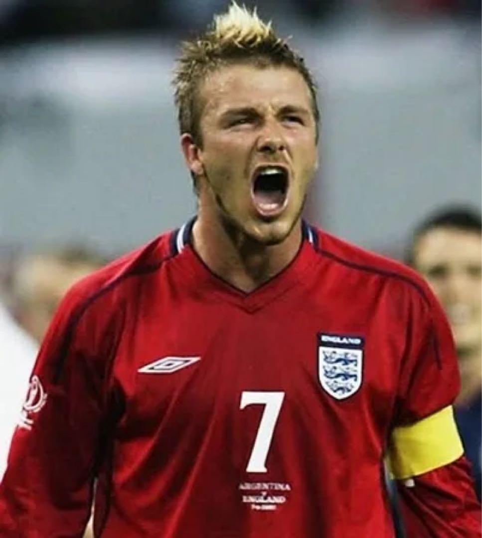 イングランド(A)2002 W杯 長袖 ベッカム＃7アルゼンチン戦マッチデイ入り
