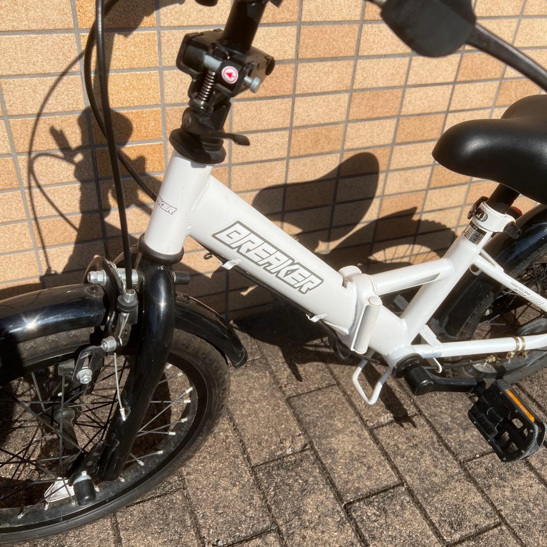 横浜市近辺お手渡し美品 折りたたみキッズ幼児自転車16インチ美品ヘルメット付き