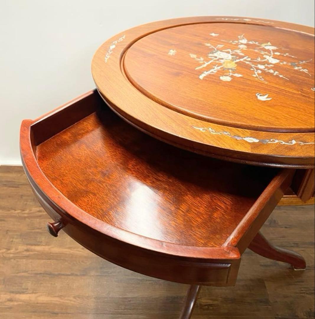 【まぁさん専用】螺鈿細工 アンティーク 中国家具 丸テーブル