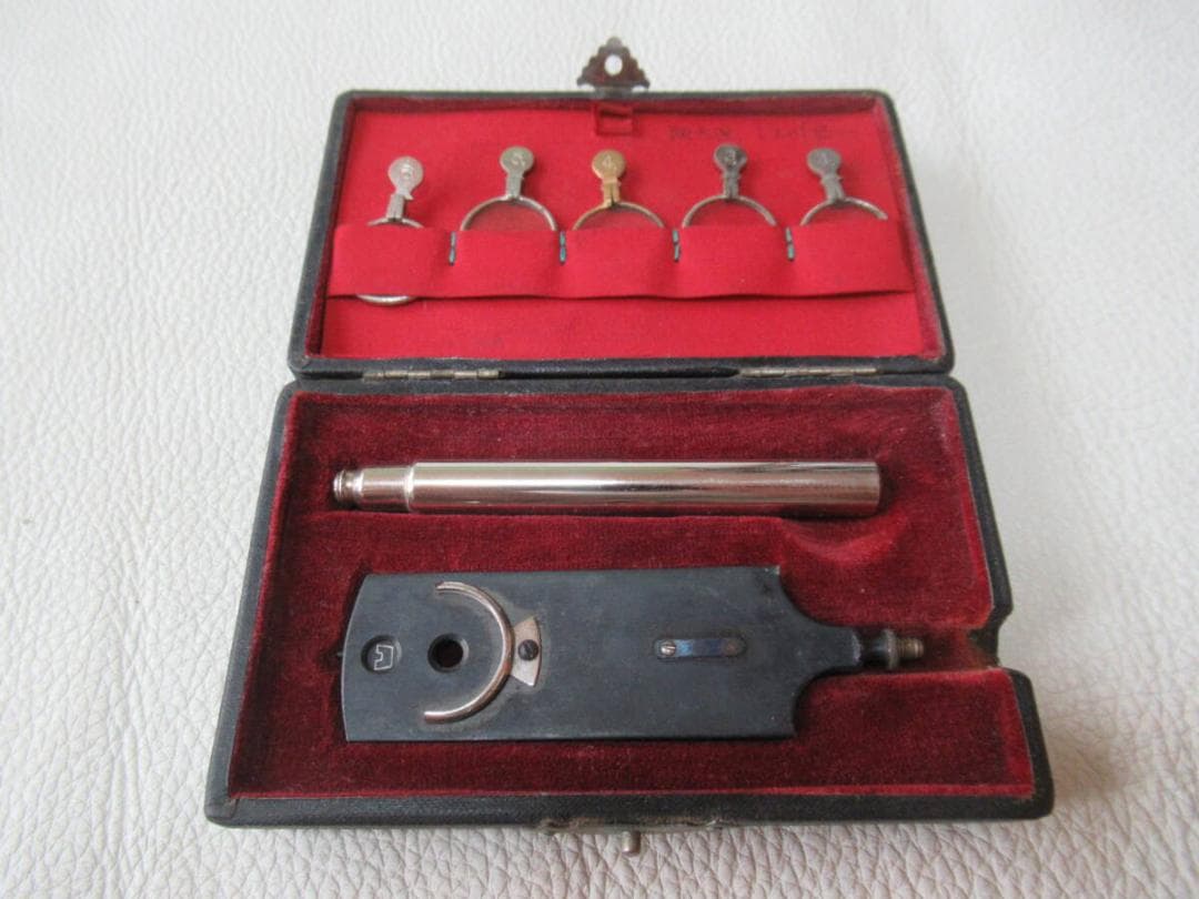極希少美品 明治28年共箱付◆日本近代眼科の父 河本重治郎博士発明 検眼鏡セット
