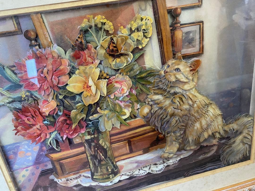 立体　猫　絵画