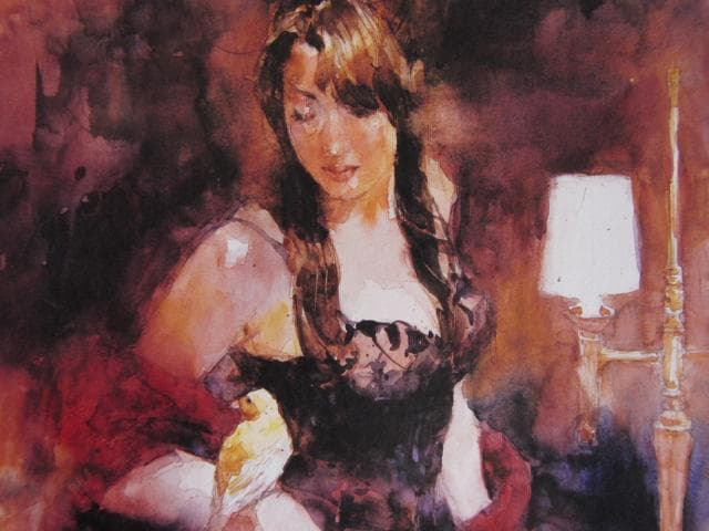 醍醐芳晴、GIRL　WITH　BIRD、希少な画集より、新品高級額・額装付