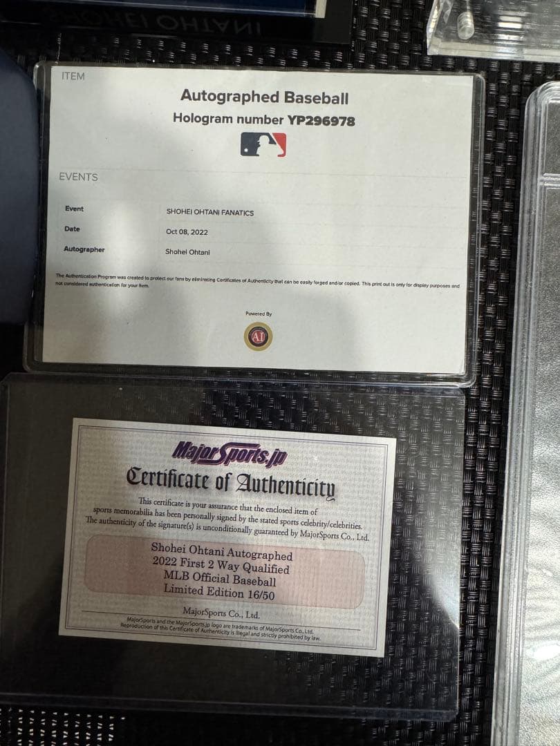 【50個限定】大谷翔平 直筆サイン MLB初投打規定数達成記念 MLBホログラム