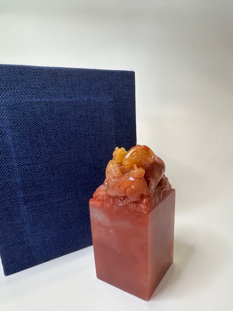 13三羊開泰　ラオス石　巧色　美品　印材　印石　落款　書道　雅号