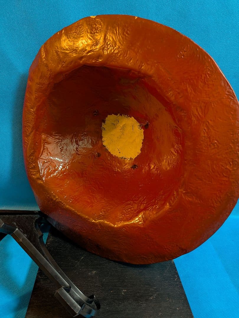 江戸時代中期〜後期頃黒漆塗り武家旧家蔵出し肥後熊本藩領陣笠前立て改良型当時物