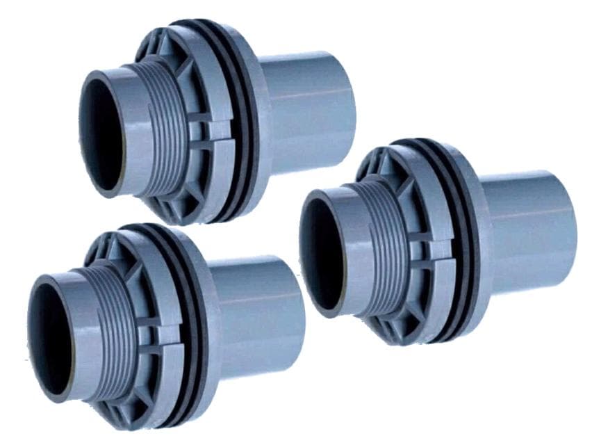 バルブソケット４０Ａ ３個セット　ゴムパッキン２個付　水槽　給排水　配管　塩ビ管