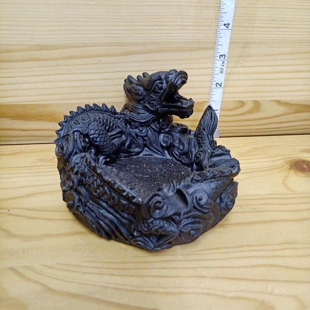 シュンガイト 龍皿 置物