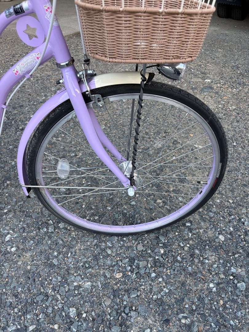 紫色 子供用自転車 バスケット付き