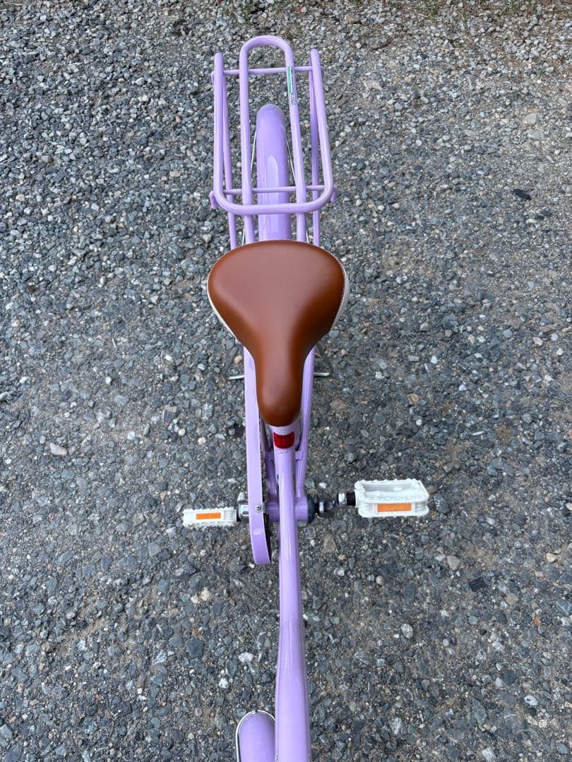 紫色 子供用自転車 バスケット付き