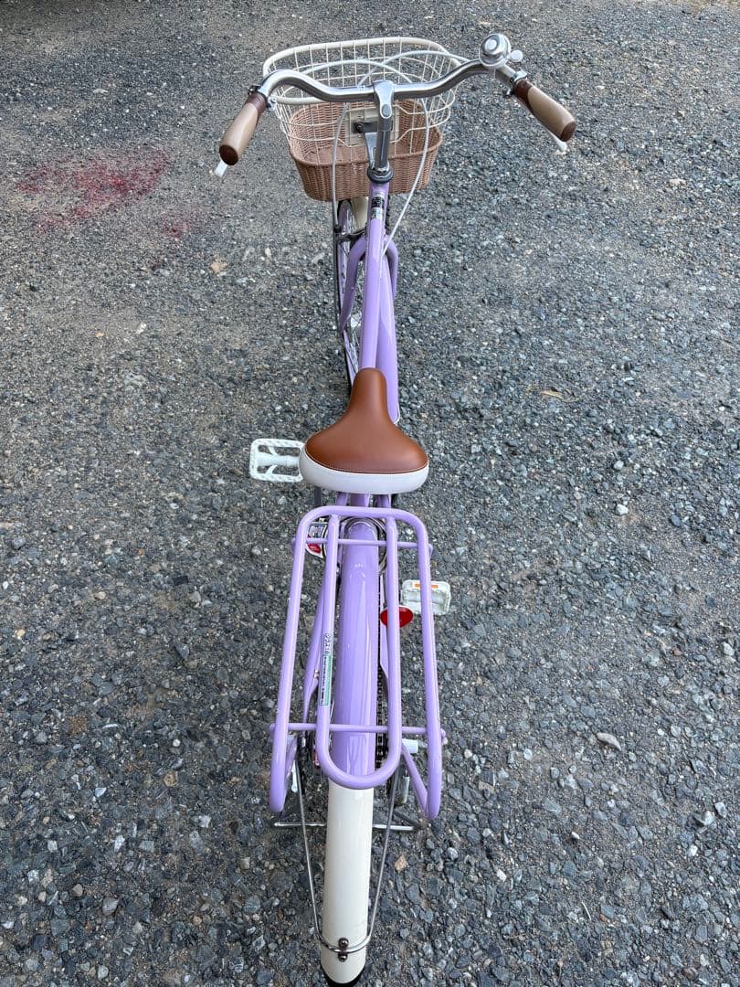 紫色 子供用自転車 バスケット付き