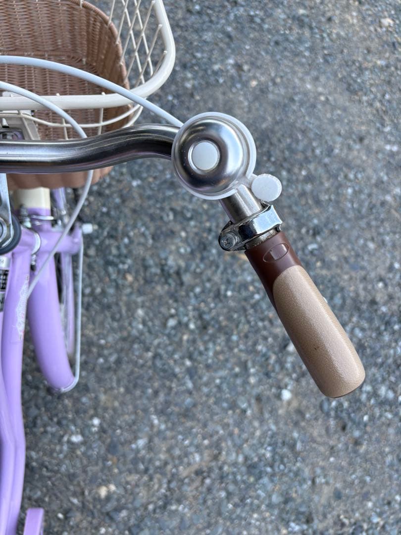 紫色 子供用自転車 バスケット付き