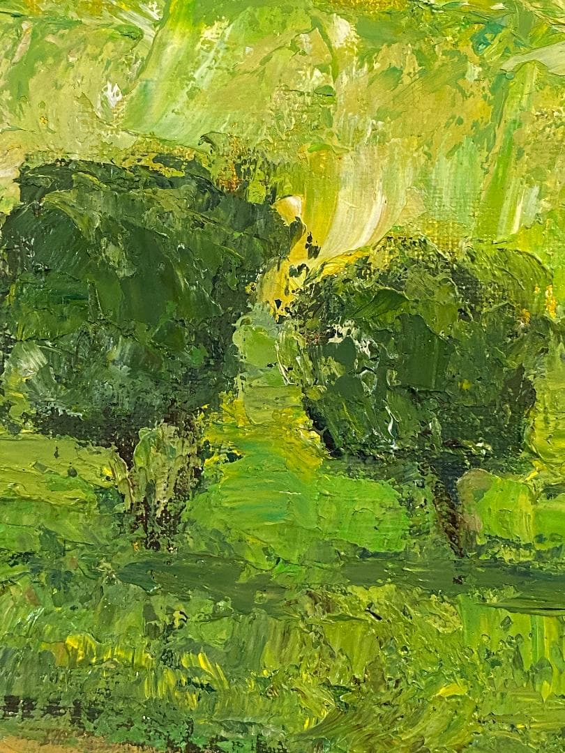 「真作」高橋里謡子「モロッコの草原にて」風景画　油彩画　額装　サイン有り　F8号