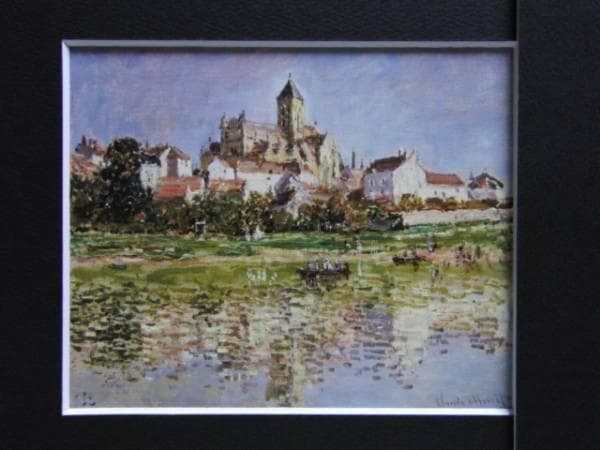 クロード・モネ、「ヴェトゥイユの協会」、希少な画集より、新品高級額・額装付