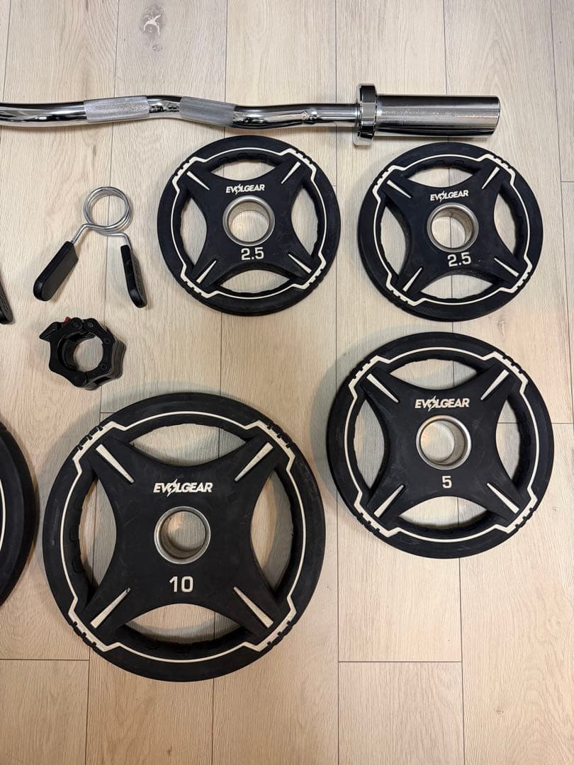 業務用エボルギアEZバーと40kgプレートセット　カラー付き（引き渡し応相談）