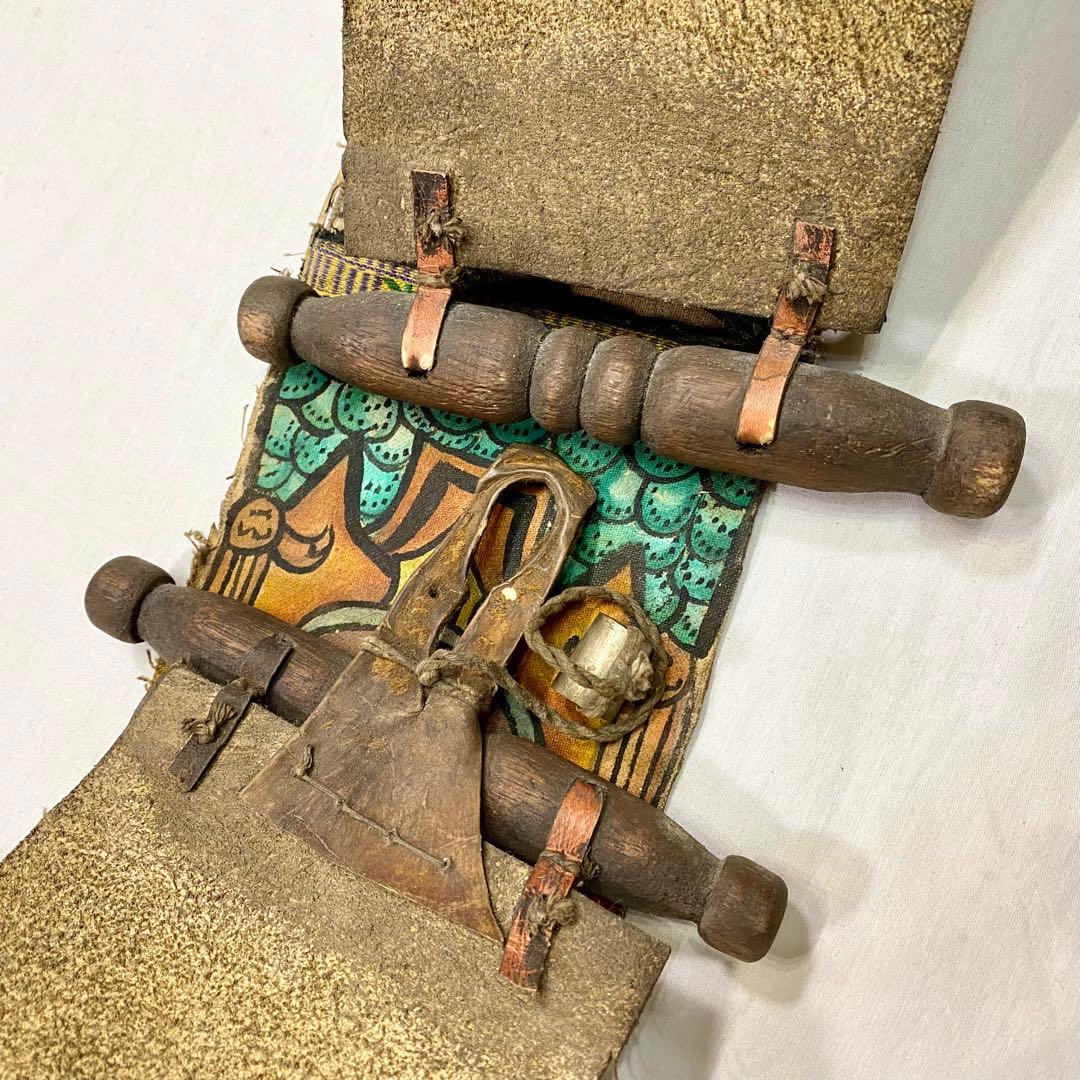 エチオピア製　正教画　手描き　皮製　巻物　アート　骨董品　掛け軸
