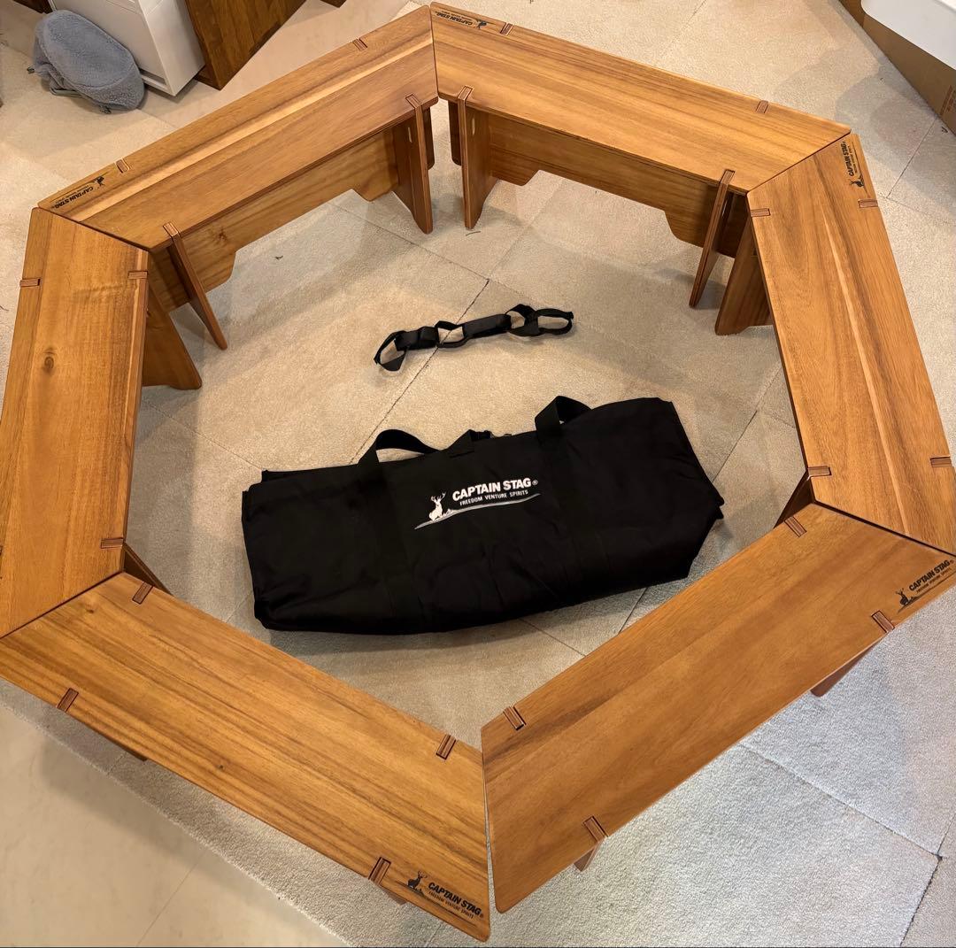 CAPTAIN STAG ヘキサゴンテーブル 収納バッグ付き