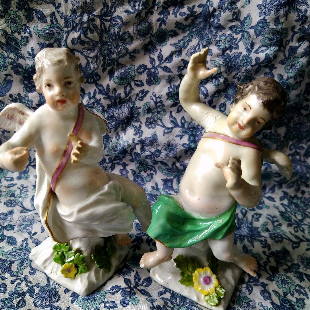 ✤マイセン(Meissen)フィギュリン天使2体セット✤
