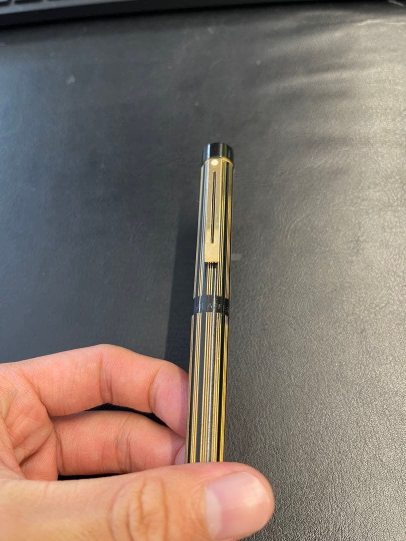 高級万年筆 金色と黒のストライプ