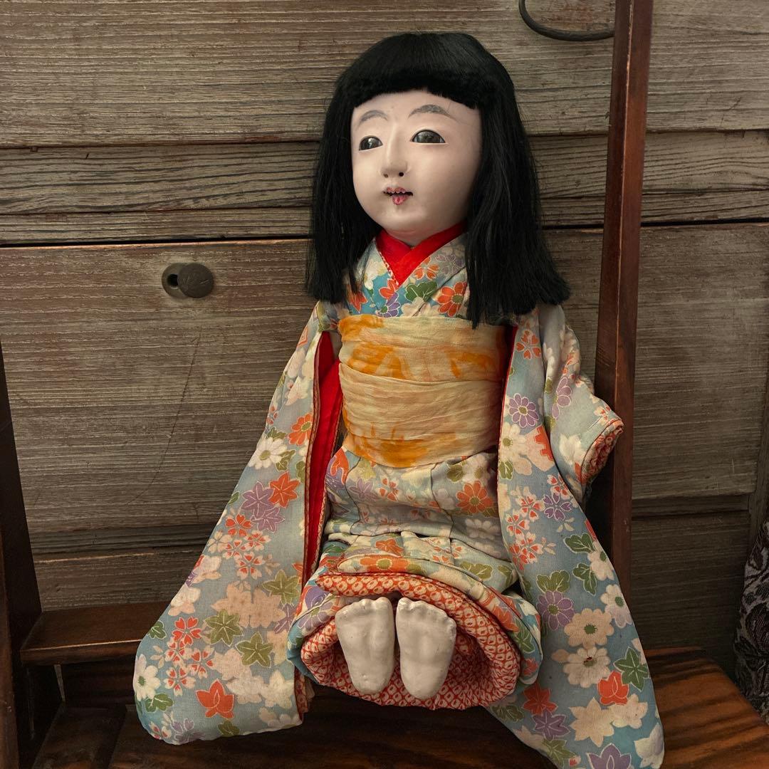 市松人形　銘あり　直？斎