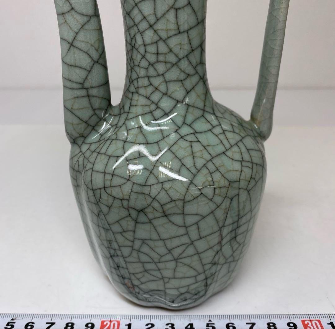 中国古窯　哥窯青磁　ヒビ焼　水注
