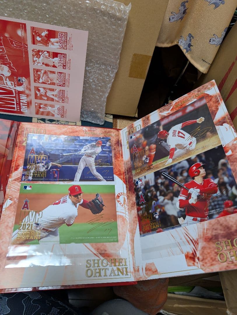 大谷翔平タオルMVP受賞記念品サインハガキセット、