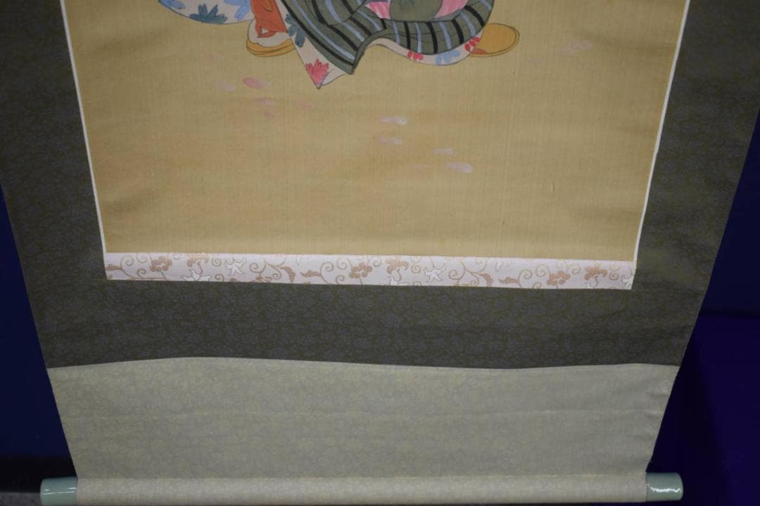 不詳/作者不詳/桜散る美人画/布袋屋掛軸HH-619