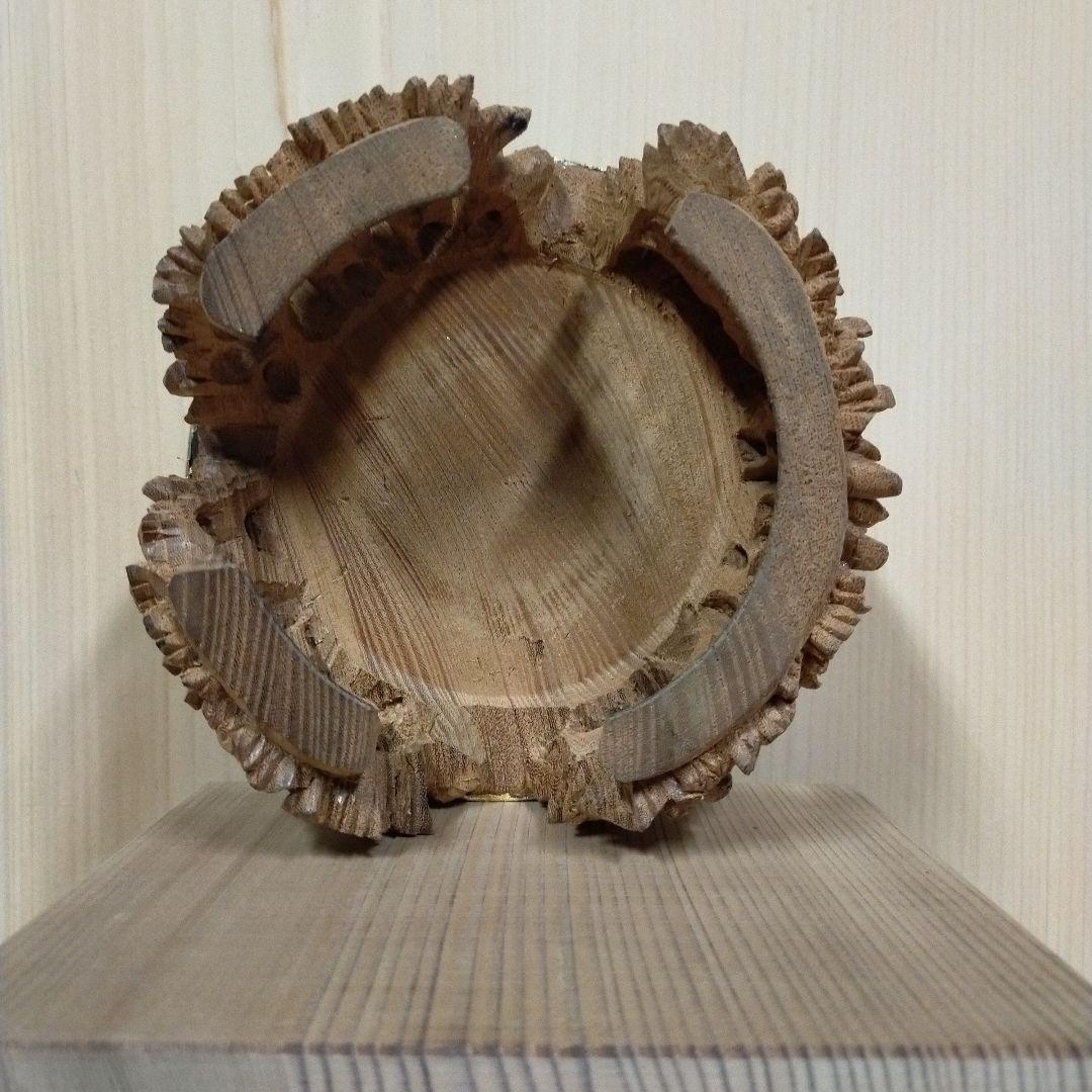 香炉台 ５寸欅 菊模様三切り純金箔はり