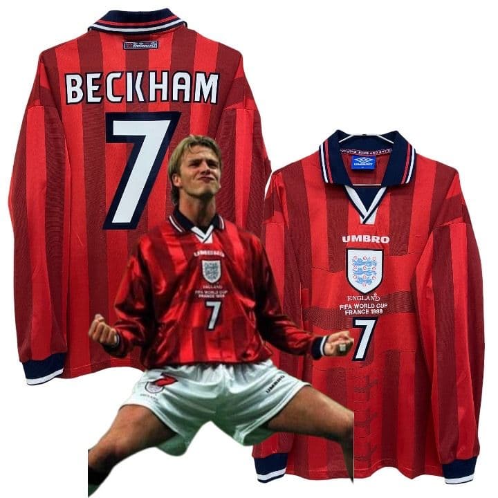 98-99 イングランド代表　ベッカム　アンブロオフィシャル　長袖ユニフォーム