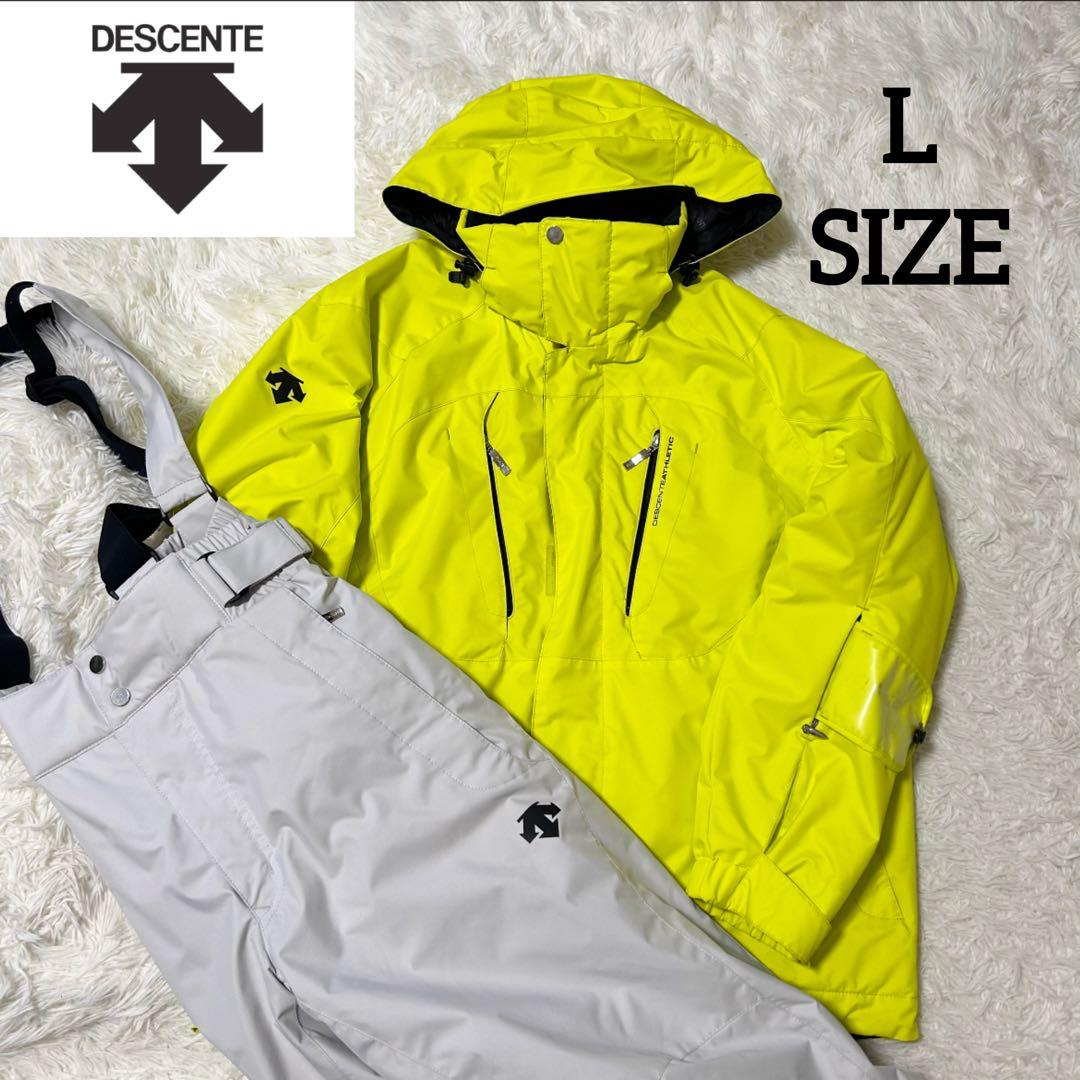 【美品】DESCENTE デサント スキーウェア 上下 シンプル イエロー Ｌ
