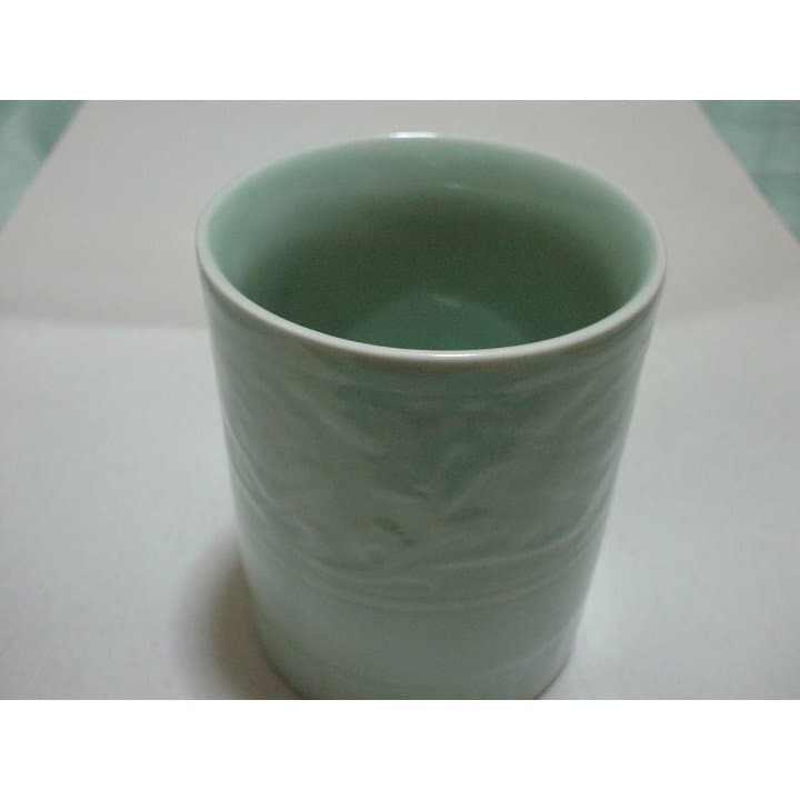 中国青磁　丸い器　　書道筆たて