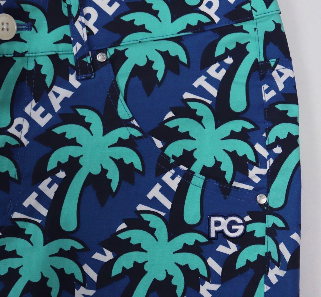 《パーリーゲイツ》新品 パームツリー総柄 ストレッチゴルフパンツ 2(W77)