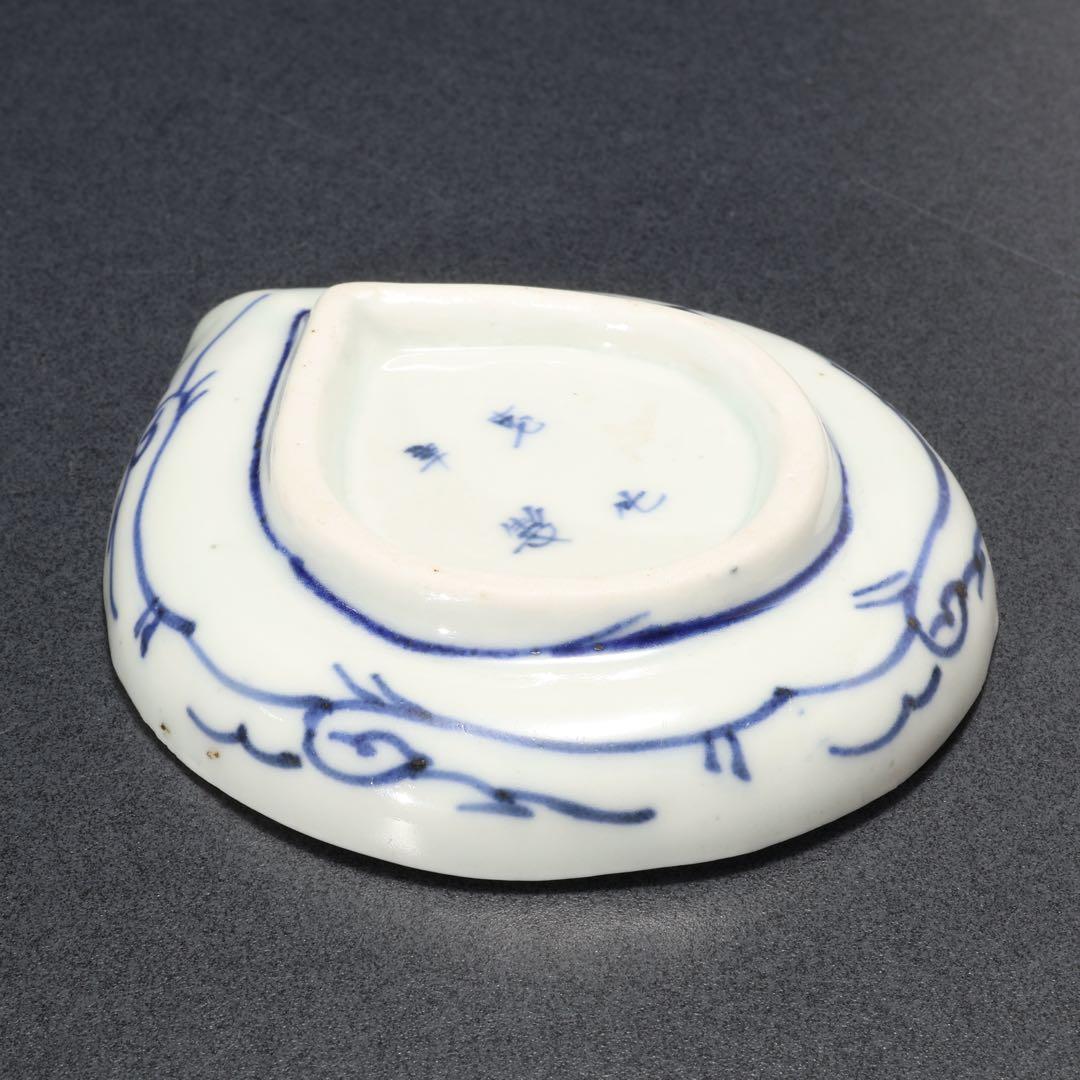 伊万里染付微塵唐草　しずく形豆皿５枚　骨董　古伊万里　R1663