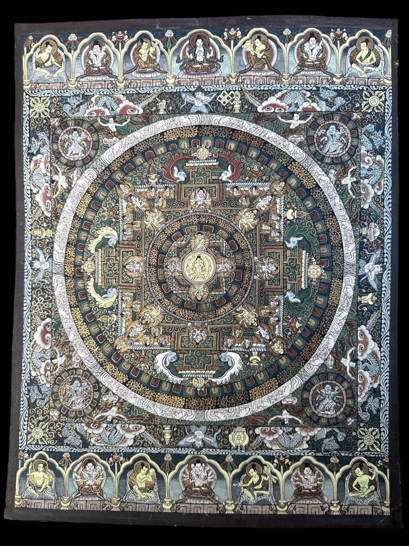 チベット　ネパール　手書き　タンカ　曼荼羅アート