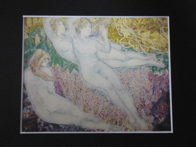 横山津恵、【五月の花】、希少な額装用画集画、新品高級額 額装付、状態良好