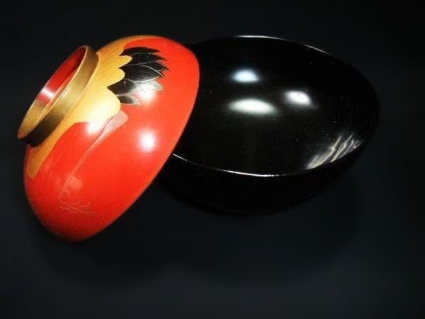 吸い物椀 金蒔絵 ツル 鶴 大名碗 盛り上げ 明治期 骨董 時代物 逸品 美品