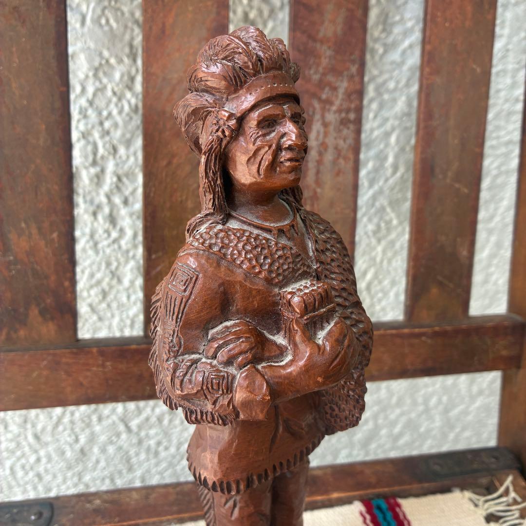 貴重！90's ネイティブアメリカン　インディアン立像置物USAヴィンテージ雑貨