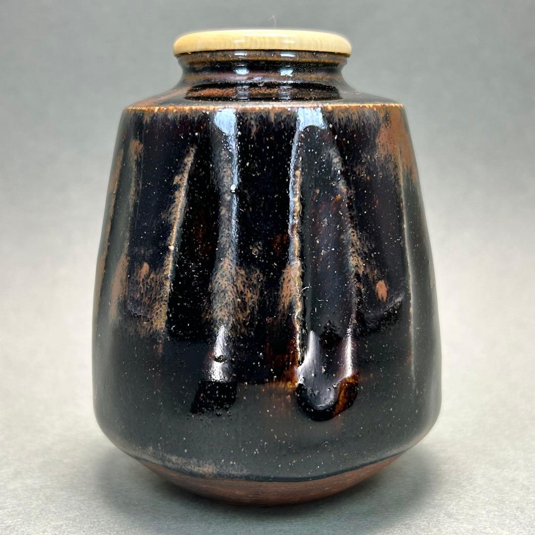 茶入　『山口正悟　古瀬戸　肩衝茶入』　名物裂　西陣織　茶道具　茶道　共箱　工芸品