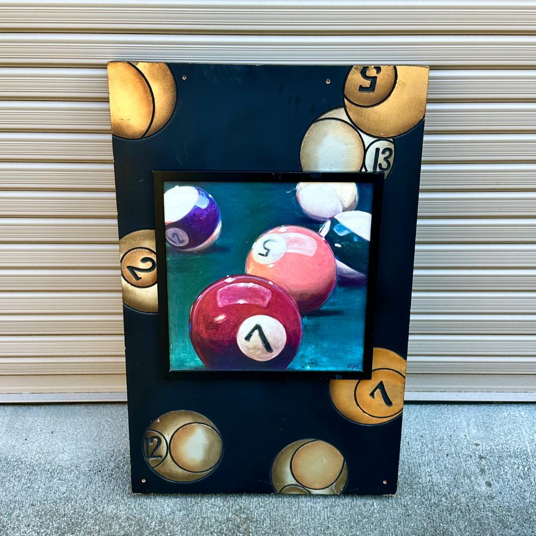 ビリヤード ボール デザイン 木製看板 アートパネル ガレージ バー インテリア