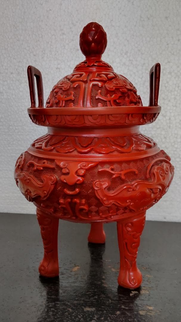 中国古玩　堆朱　ついしゅ　香炉