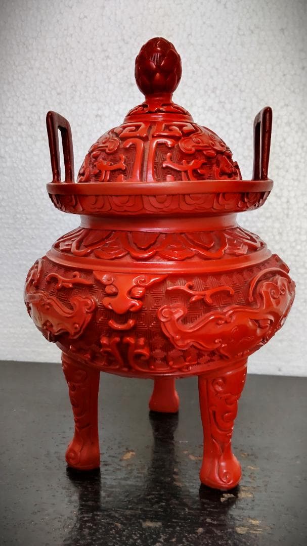 中国古玩　堆朱　ついしゅ　香炉