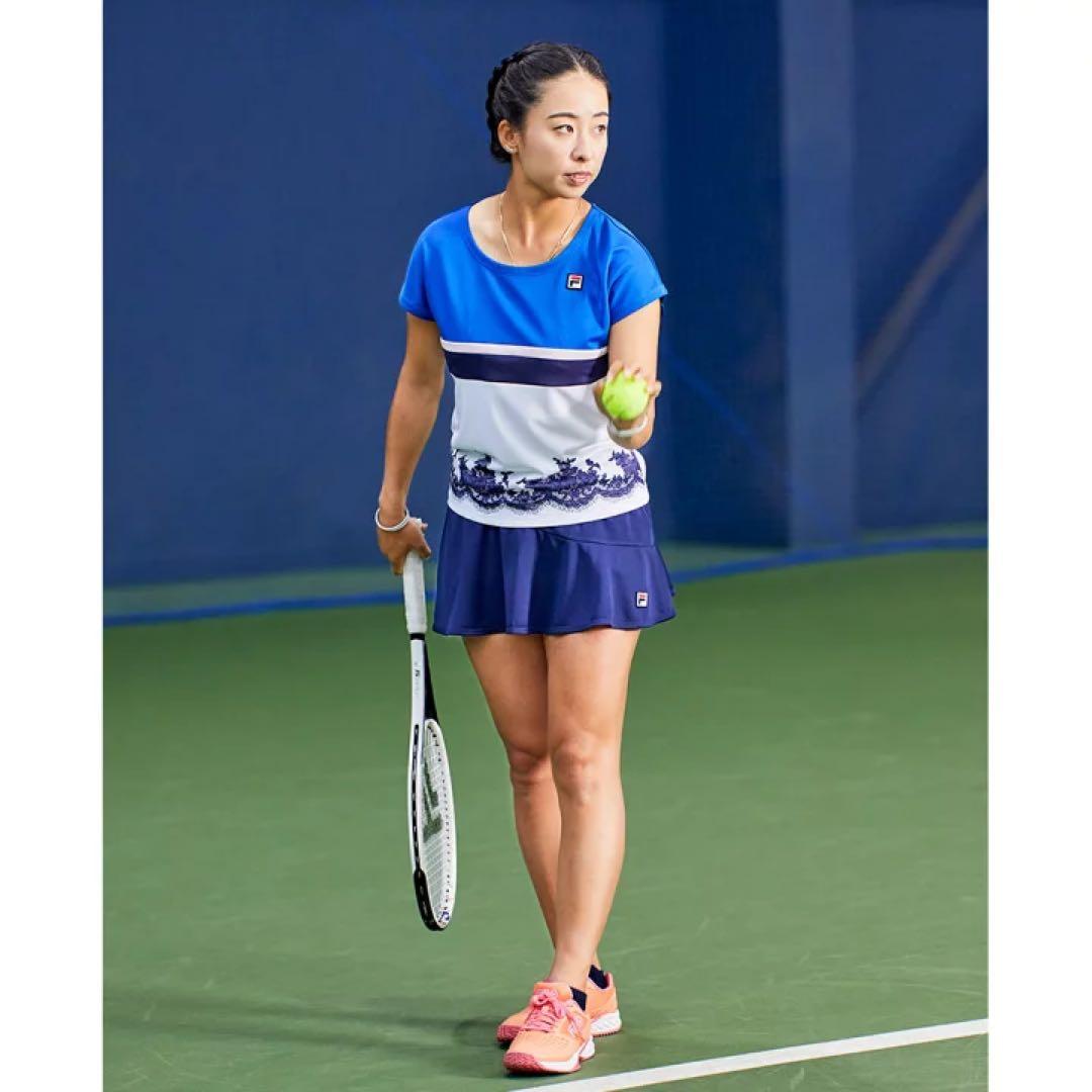 FILAフィラ＊紺×レッドのプリーツスコートと刺繍アレンジ美シルエットトップス