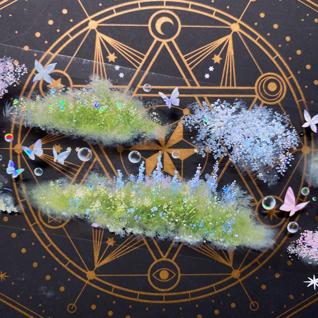 【9160】海外　中古巻　貝殻光マスキングテープ　半透明　芝生　お花　装飾系