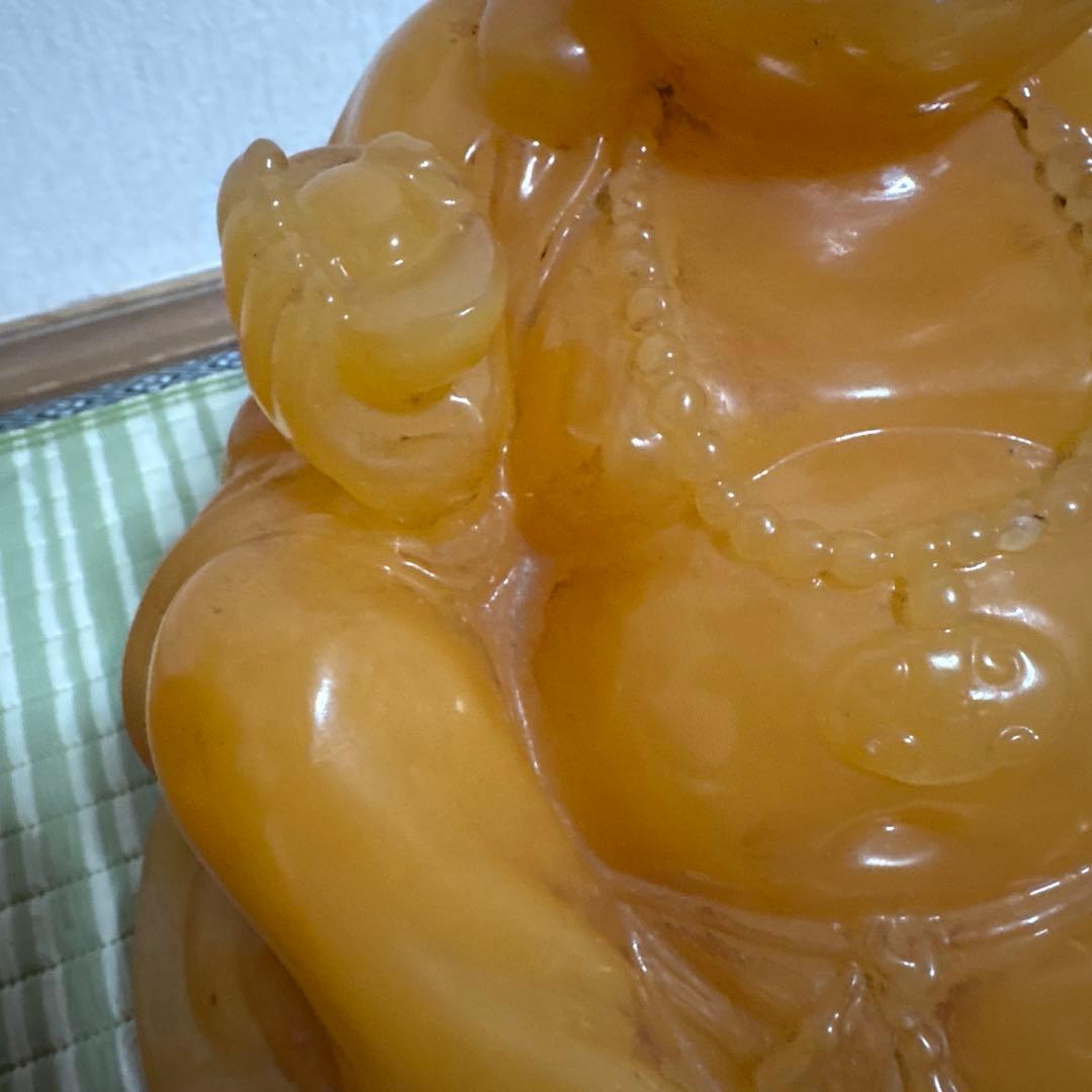 七福神　布袋様　置物　イエロー ストーン　翡翠　風水　インテリア