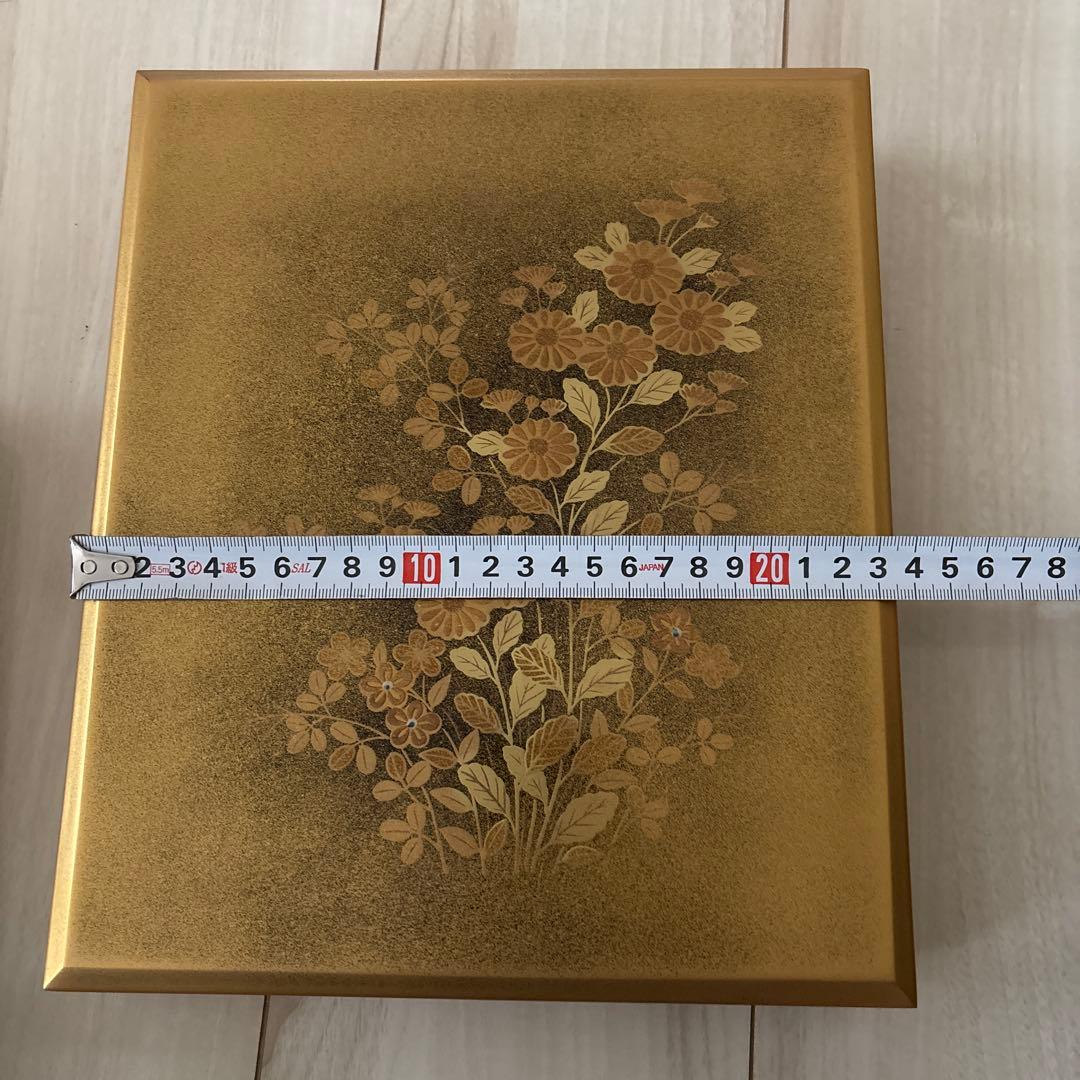 特選 高級木製漆器 金色 花柄